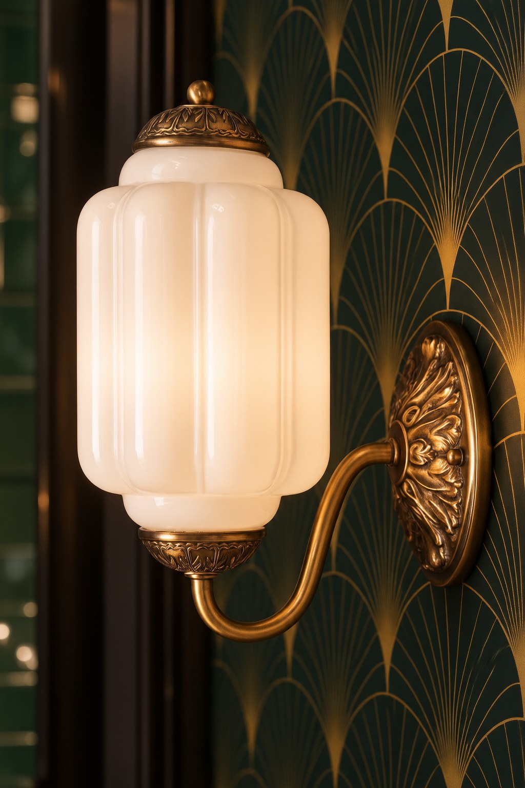 Milk glass & aged brass