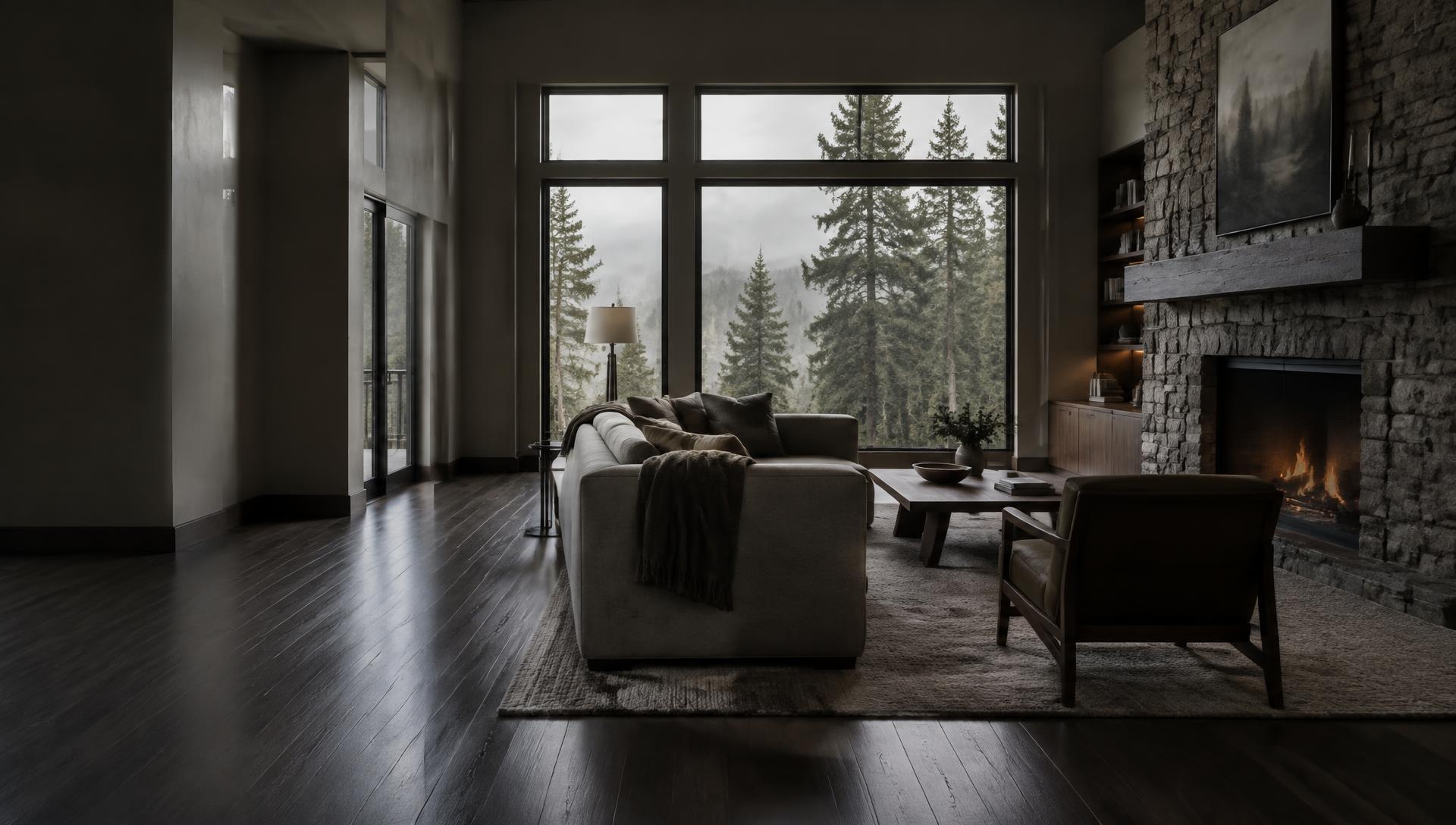 Warm Portland-area living room with wood detailing and soft natural daylight